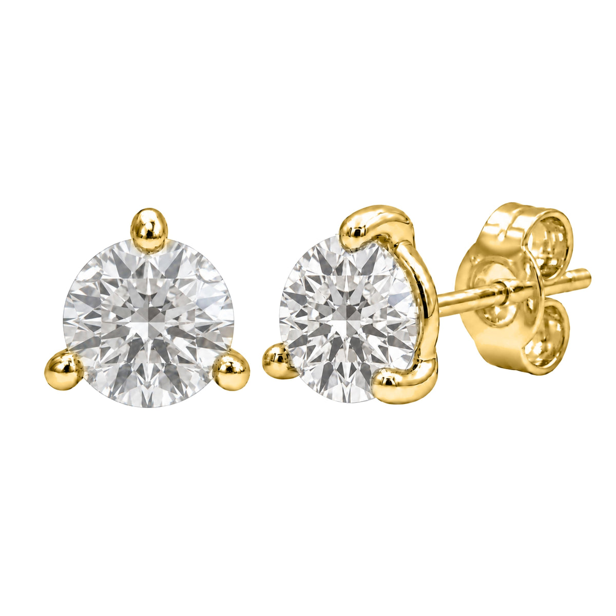 2 ct. T.W. Lab-Grown Diamond Round Stud Earrings in 14K Gold over Silver