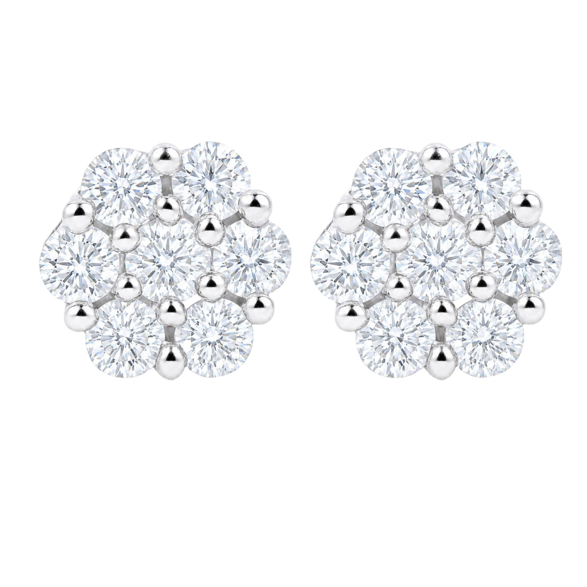 2 ct. T.W. Lab-Grown Diamond Round Cluster Earrings in Sterling Silver or 14K Gold over Silver