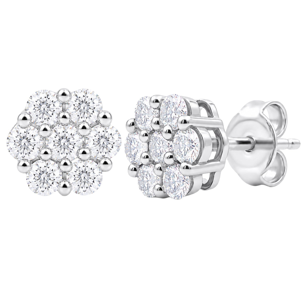 3 ct. T.W. Lab-Grown Diamond Round Cluster Earrings in Sterling Silver or 14K Gold over Silver