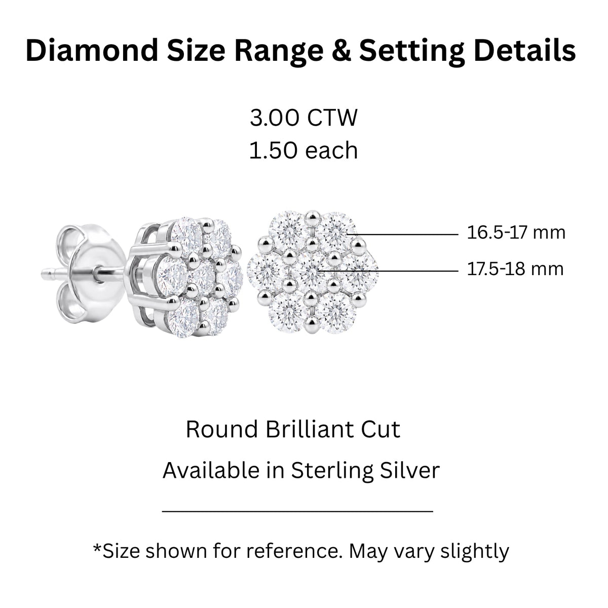 3 ct. T.W. Lab-Grown Diamond Round Cluster Earrings in Sterling Silver or 14K Gold over Silver