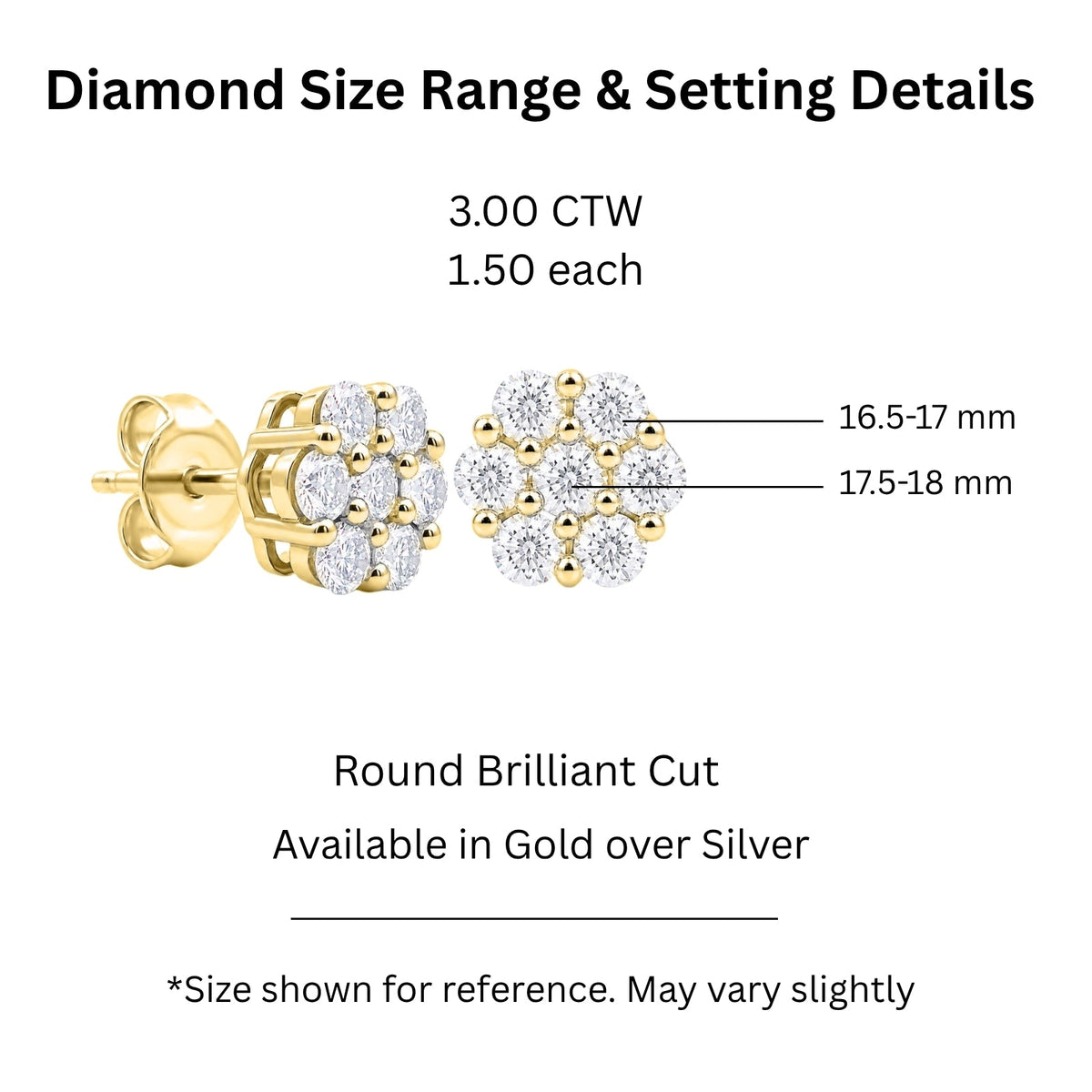 3 ct. T.W. Lab-Grown Diamond Round Cluster Earrings in Sterling Silver or 14K Gold over Silver