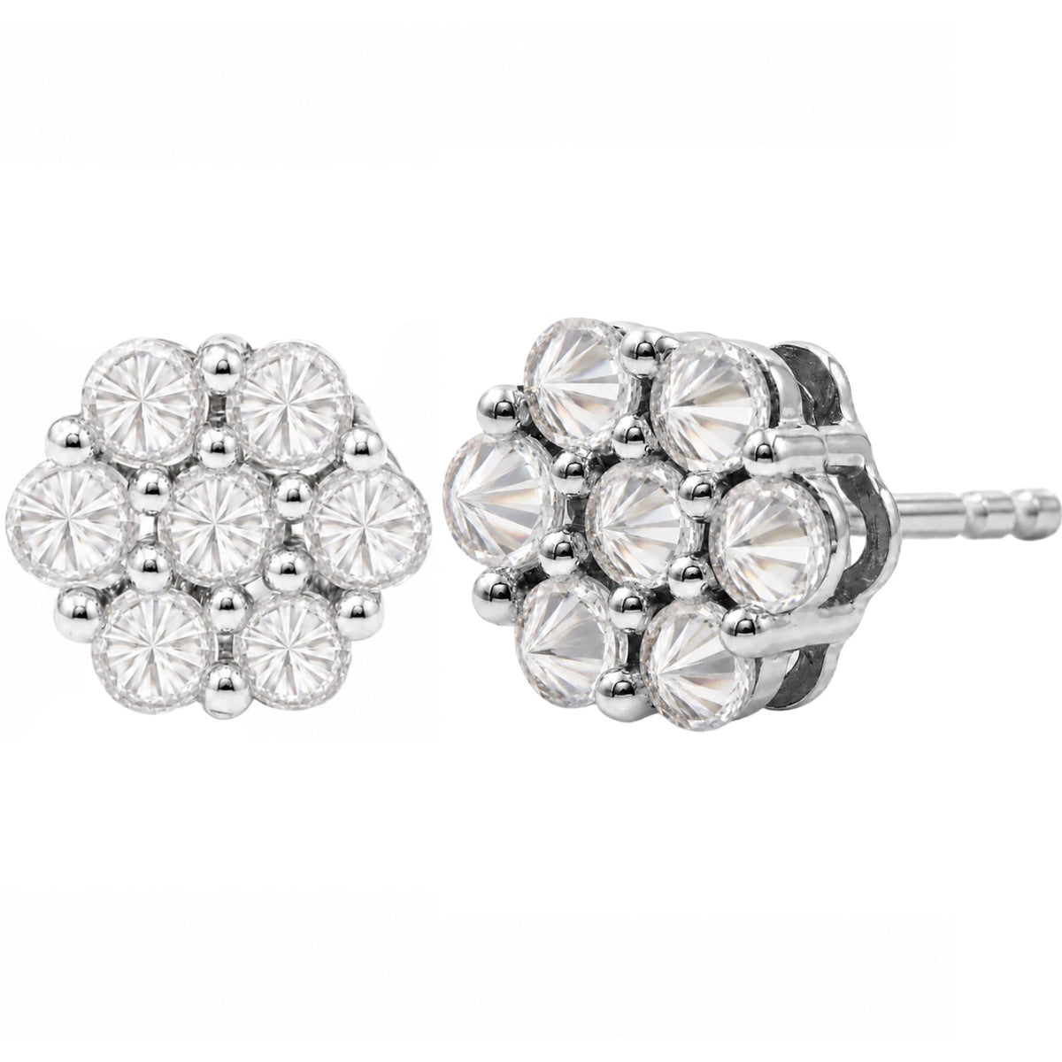 1 ct. T.W. Lab-Grown Diamond Round Cluster Earrings in Sterling Silver