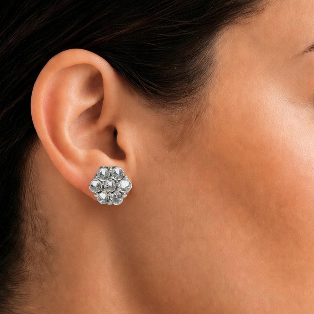 1 ct. T.W. Lab-Grown Diamond Round Cluster Earrings in Sterling Silver