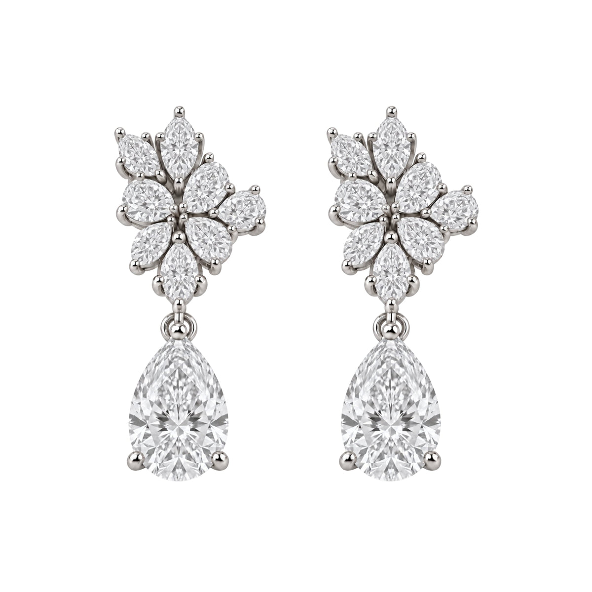 5 ct. T.W. Lab-Grown Diamond Pear-Marquise Drop Earrings in 14K White Gold or 14K Yellow Gold