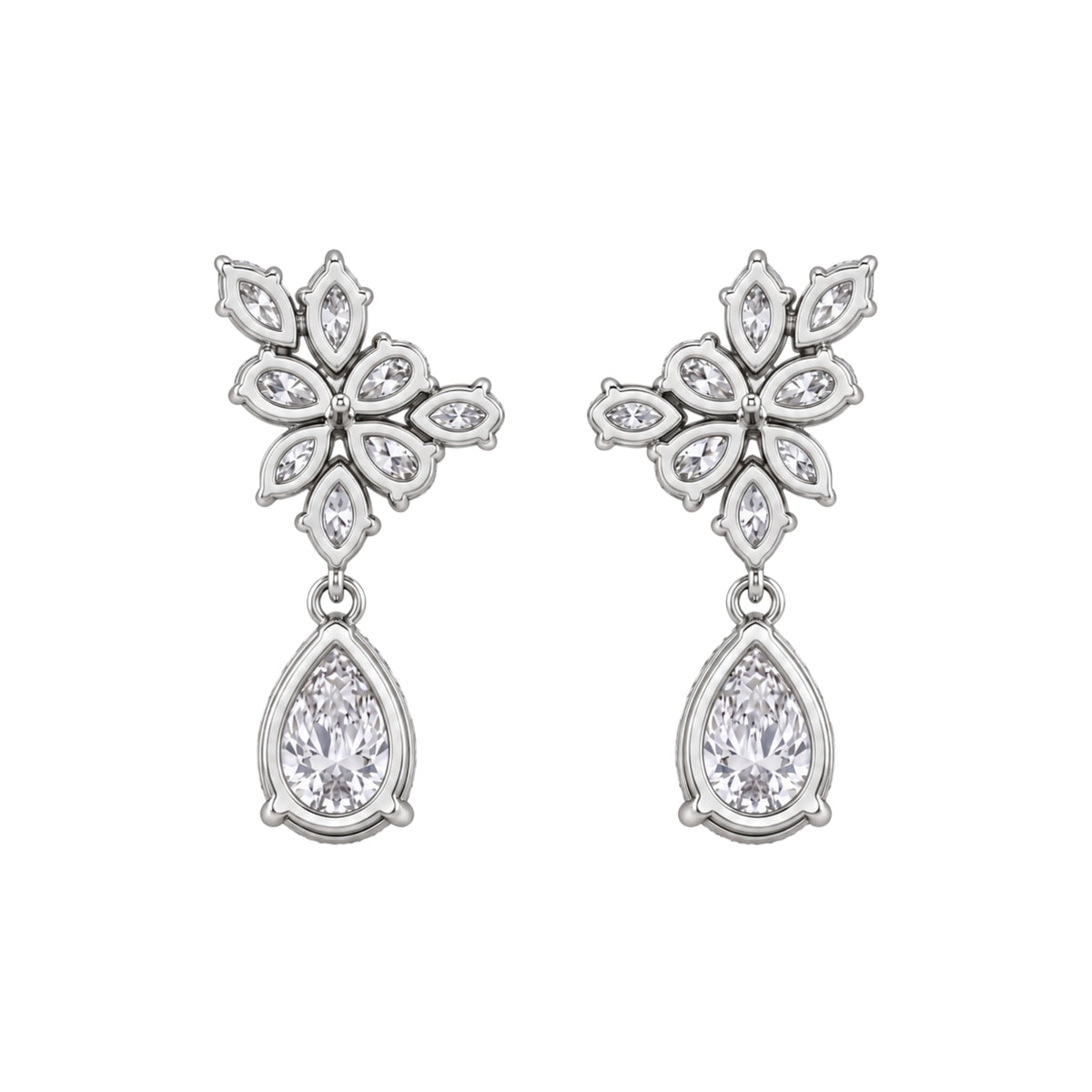 5 ct. T.W. Lab-Grown Diamond Pear-Marquise Drop Earrings in 14K White Gold or 14K Yellow Gold