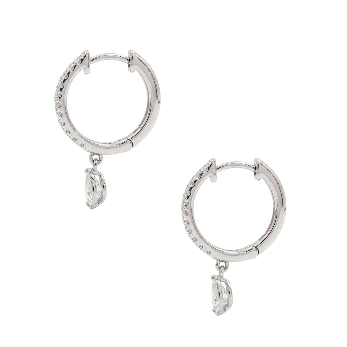 Lab-Grown Diamond Pear With Round Hoop Earrings in 14K White Gold or 14K Yellow Gold