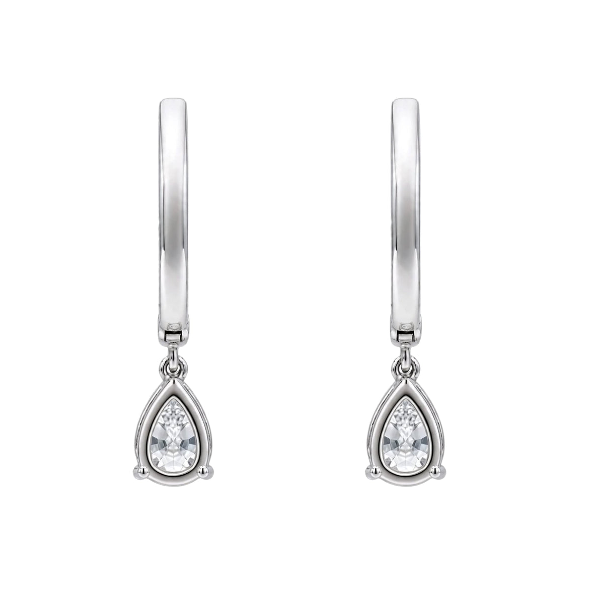 Lab-Grown Diamond Pear With Round Hoop Earrings in 14K White Gold or 14K Yellow Gold