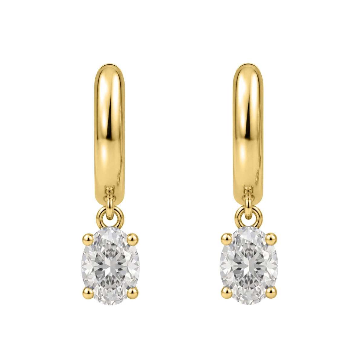 Lab-Grown Diamond Oval Hoop Earrings in 14K White Gold or 14K Yellow Gold