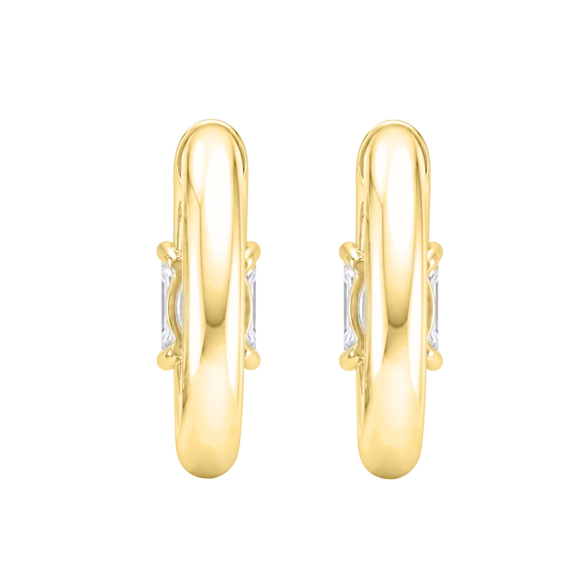 Lab-Grown Diamond Solitaire Hoop Earrings in 14K White Gold or 14K Yellow Gold