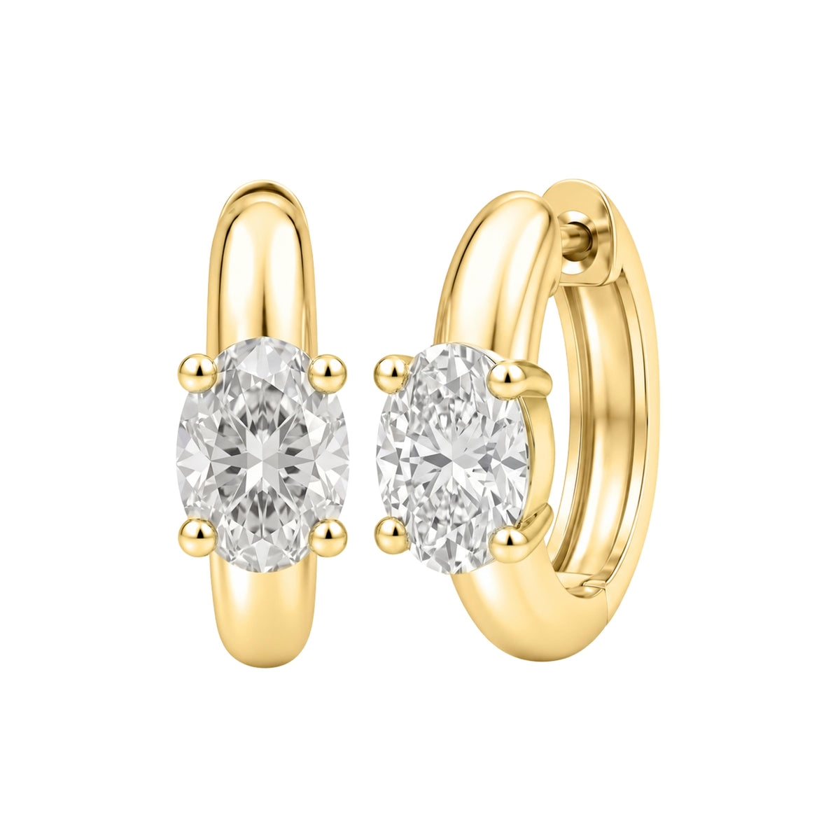 Lab-Grown Diamond Oval Hoop Earrings in 14K White Gold or 14K Yellow Gold