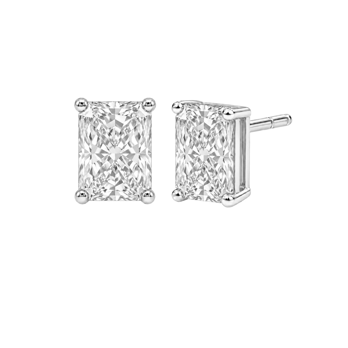 Lab-Grown Diamond Radiant Solitaire Stud Earrings in 14K White Gold or 14K Yellow Gold