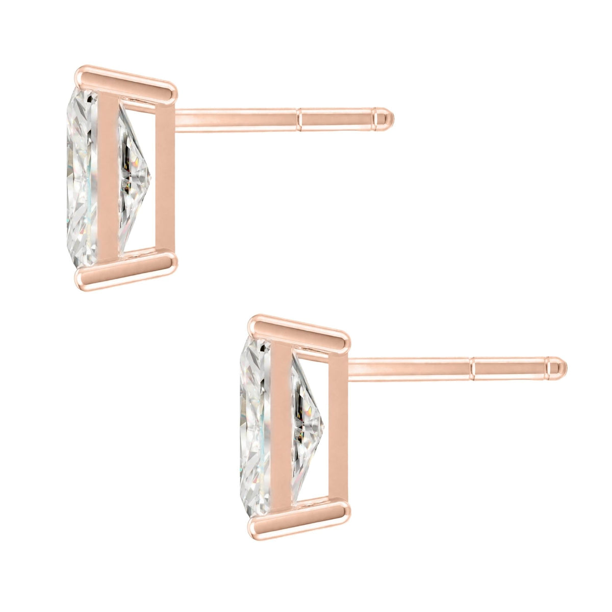 Lab-Grown Diamond Radiant Solitaire Stud Earrings in 14K White Gold or 14K Yellow Gold