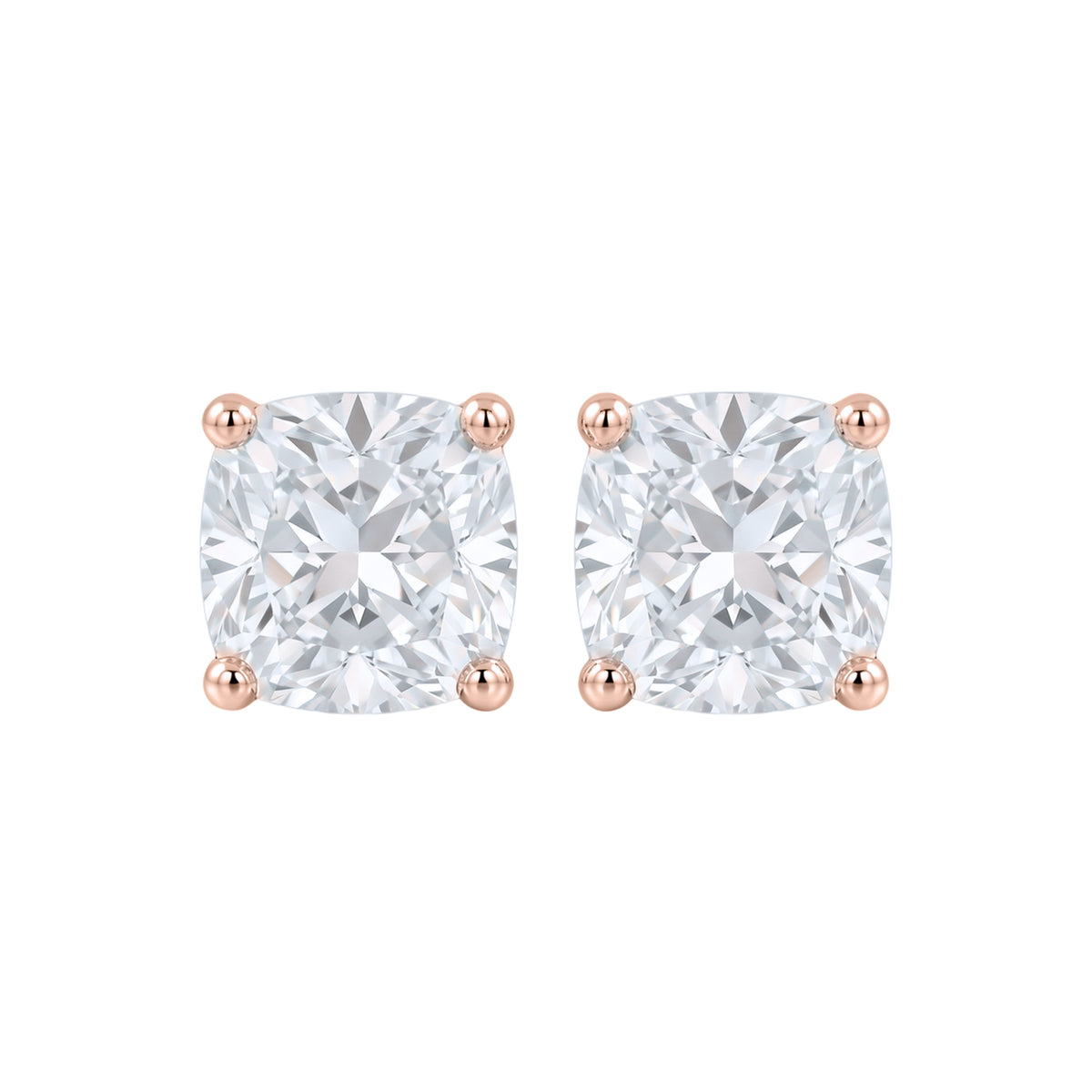 Lab-Grown Diamond Cushion Solitaire Stud Earrings in 14K White Gold or 14K Yellow Gold
