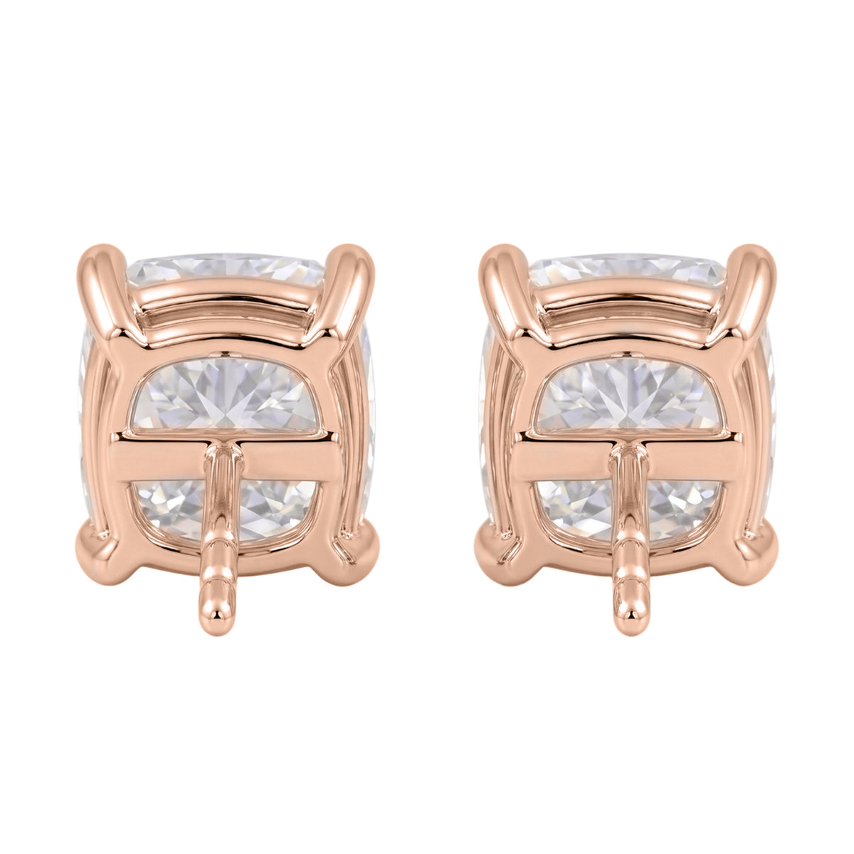 Lab-Grown Diamond Cushion Solitaire Stud Earrings in 14K White Gold or 14K Yellow Gold