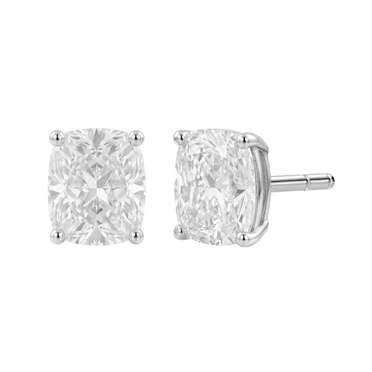 Lab-Grown Diamond Long Cushion Solitaire Stud Earrings in 14K White Gold or 14K Yellow Gold