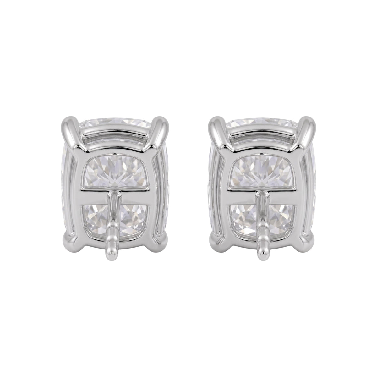 Lab-Grown Diamond Long Cushion Solitaire Stud Earrings in 14K White Gold or 14K Yellow Gold