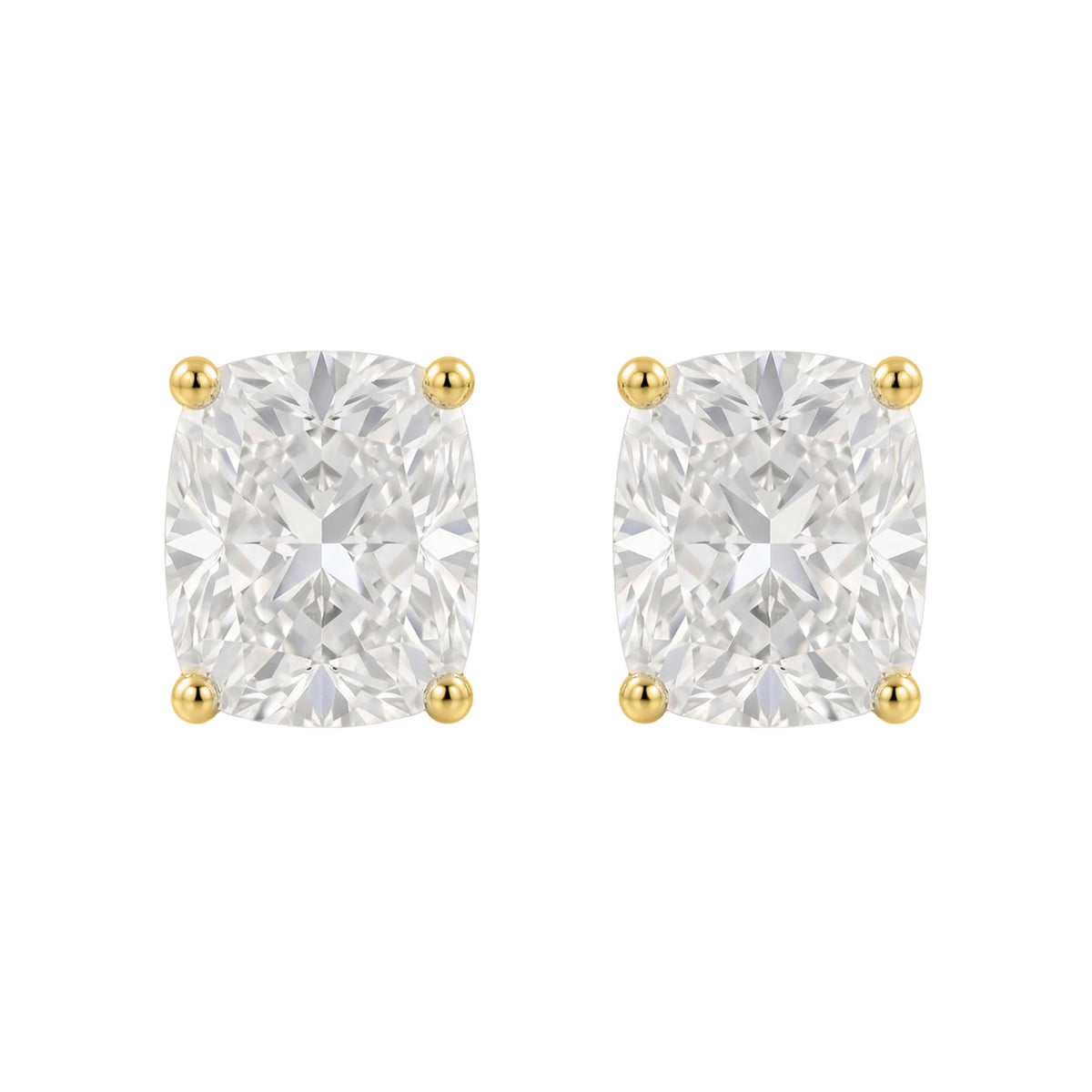 Lab-Grown Diamond Long Cushion Solitaire Stud Earrings in 14K White Gold or 14K Yellow Gold