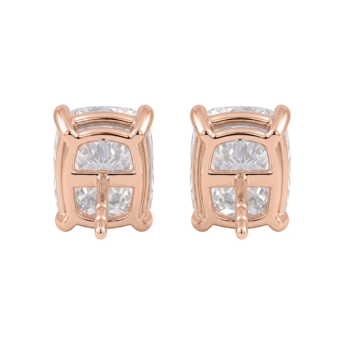 Lab-Grown Diamond Long Cushion Solitaire Stud Earrings in 14K White Gold or 14K Yellow Gold