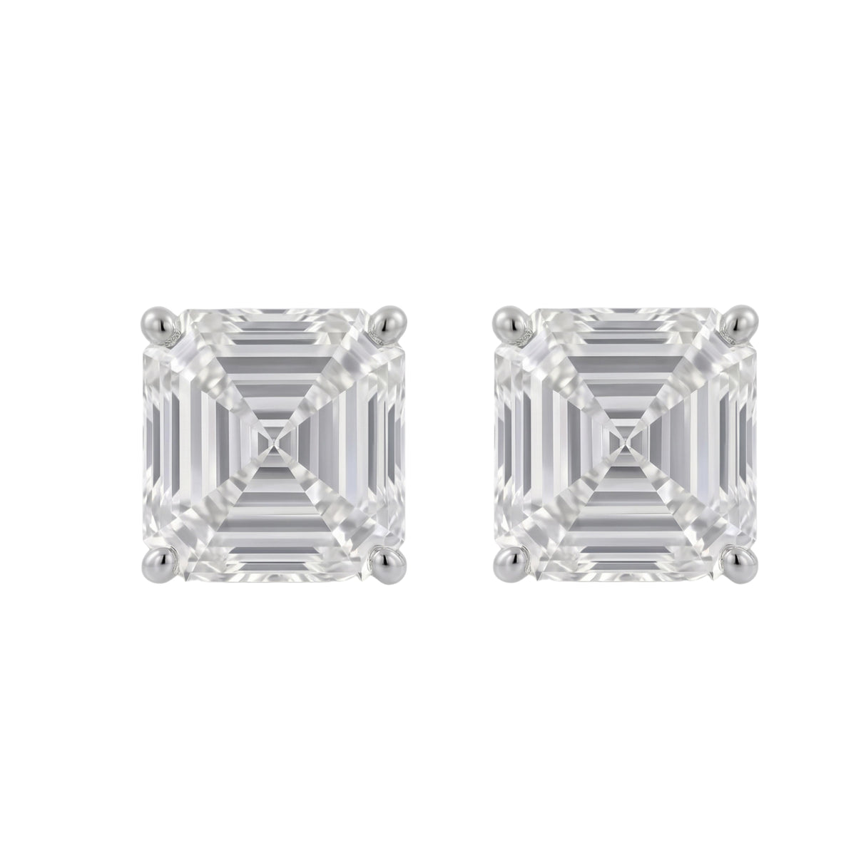 Lab-Grown Diamond Asscher Solitaire Stud Earrings in 14K White Gold or 14K Yellow Gold