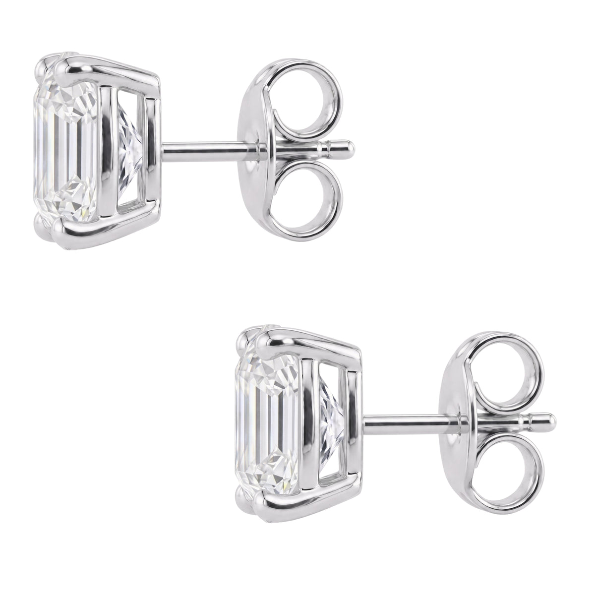 Lab-Grown Diamond Asscher Solitaire Stud Earrings in 14K White Gold or 14K Yellow Gold
