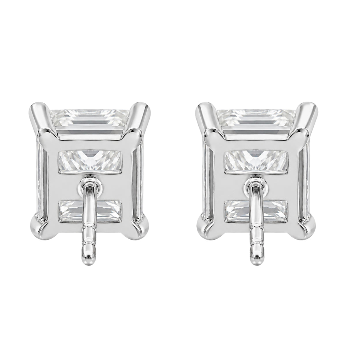Lab-Grown Diamond Asscher Solitaire Stud Earrings in 14K White Gold or 14K Yellow Gold
