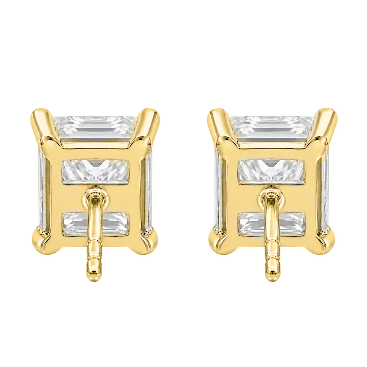 Lab-Grown Diamond Asscher Solitaire Stud Earrings in 14K White Gold or 14K Yellow Gold