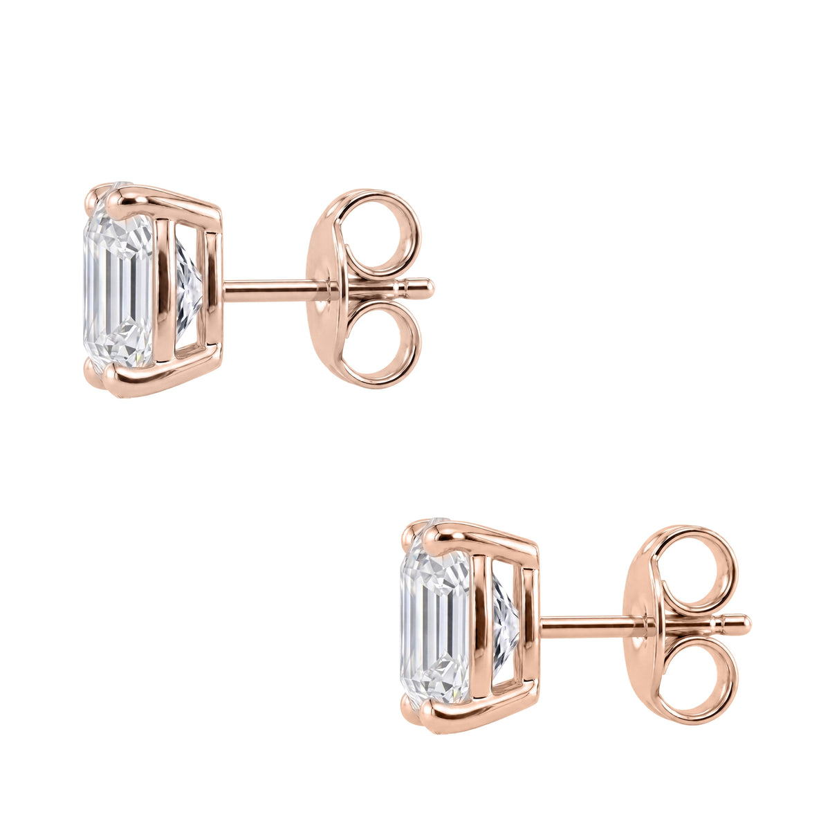 Lab-Grown Diamond Asscher Solitaire Stud Earrings in 14K White Gold or 14K Yellow Gold