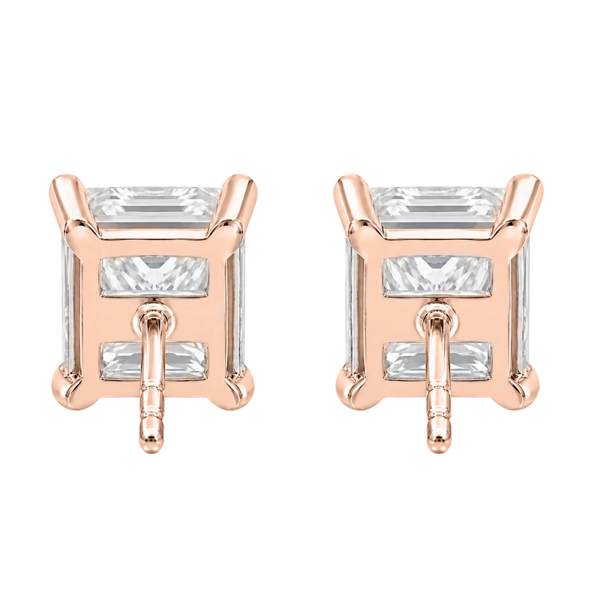 Lab-Grown Diamond Asscher Solitaire Stud Earrings in 14K White Gold or 14K Yellow Gold