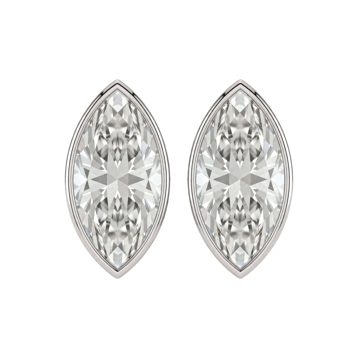 Lab-Grown Diamond Marquise Solitaire Bezel Stud Earrings in 14K White Gold or 14K Yellow Gold