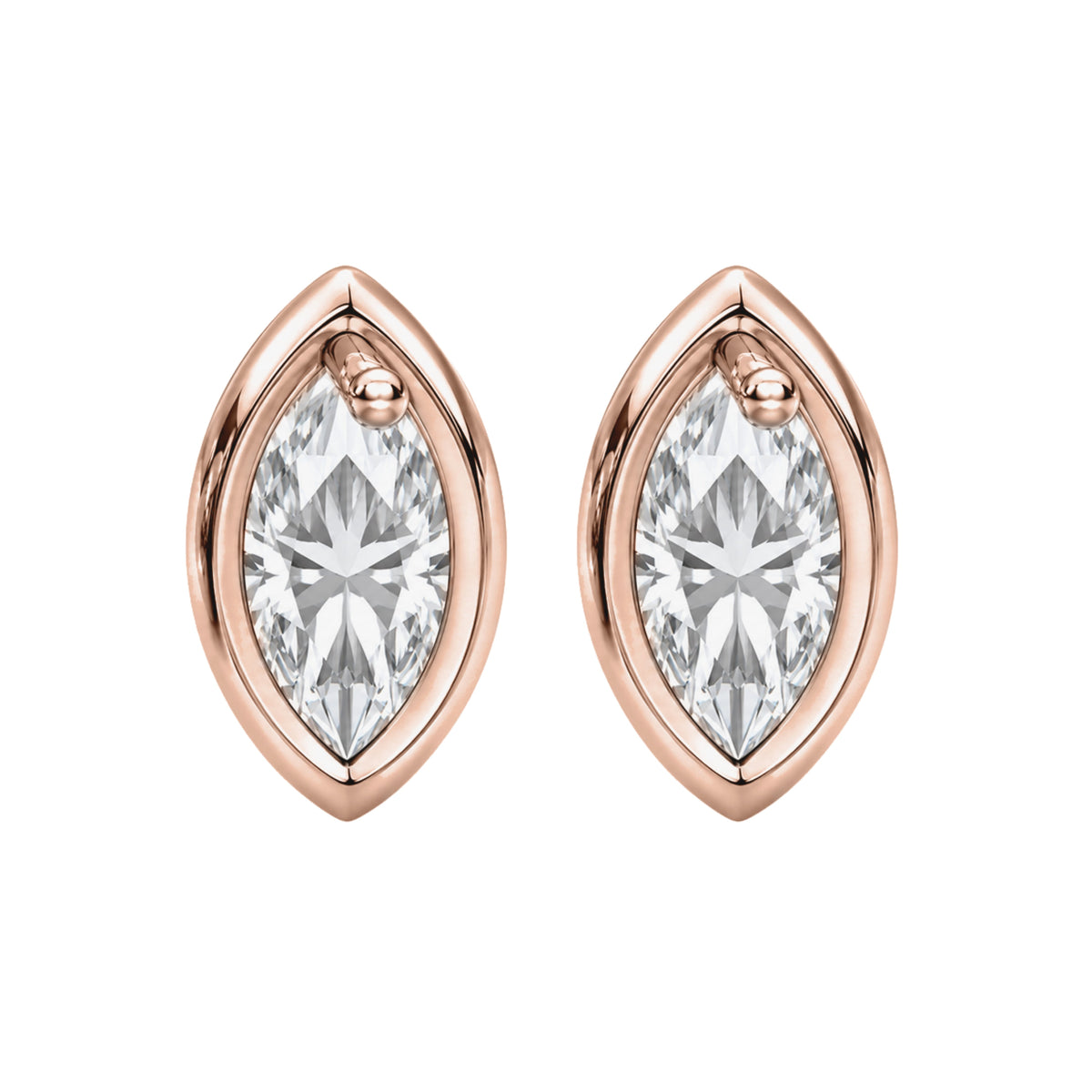 Lab-Grown Diamond Marquise Solitaire Bezel Stud Earrings in 14K White Gold or 14K Yellow Gold