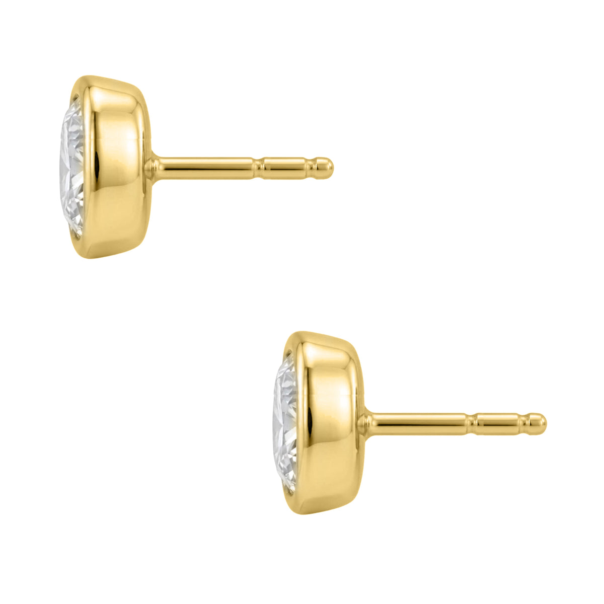 Lab-Grown Diamond Cushion Solitaire Bezel Stud Earrings in 14K White Gold or 14K Yellow Gold
