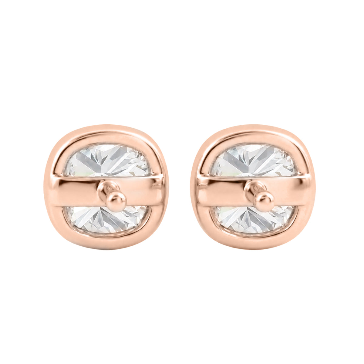 Lab-Grown Diamond Cushion Solitaire Bezel Stud Earrings in 14K White Gold or 14K Yellow Gold