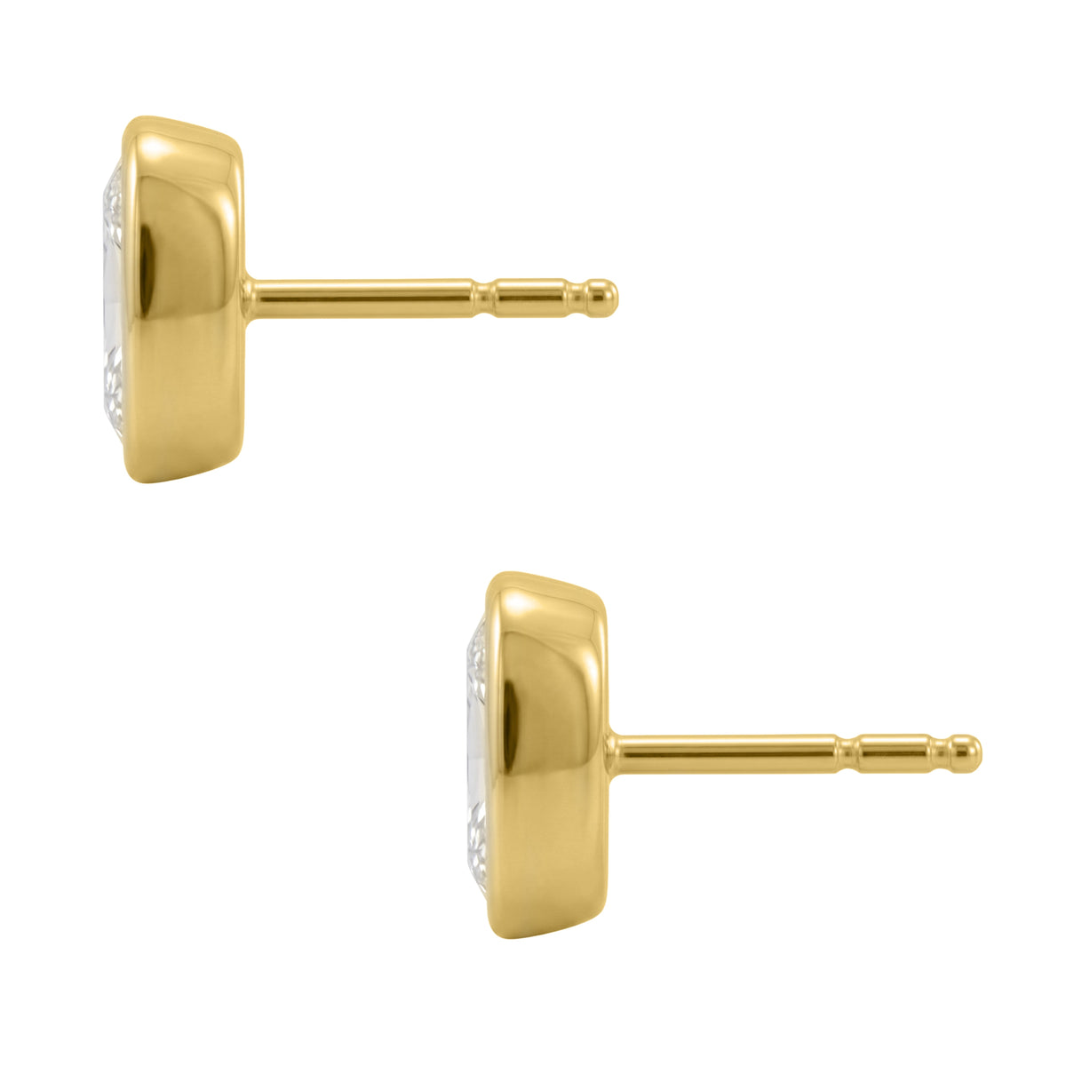 Lab-Grown Diamond Long Cushion Solitaire Bezel Stud Earrings in 14K White Gold or 14K Yellow Gold