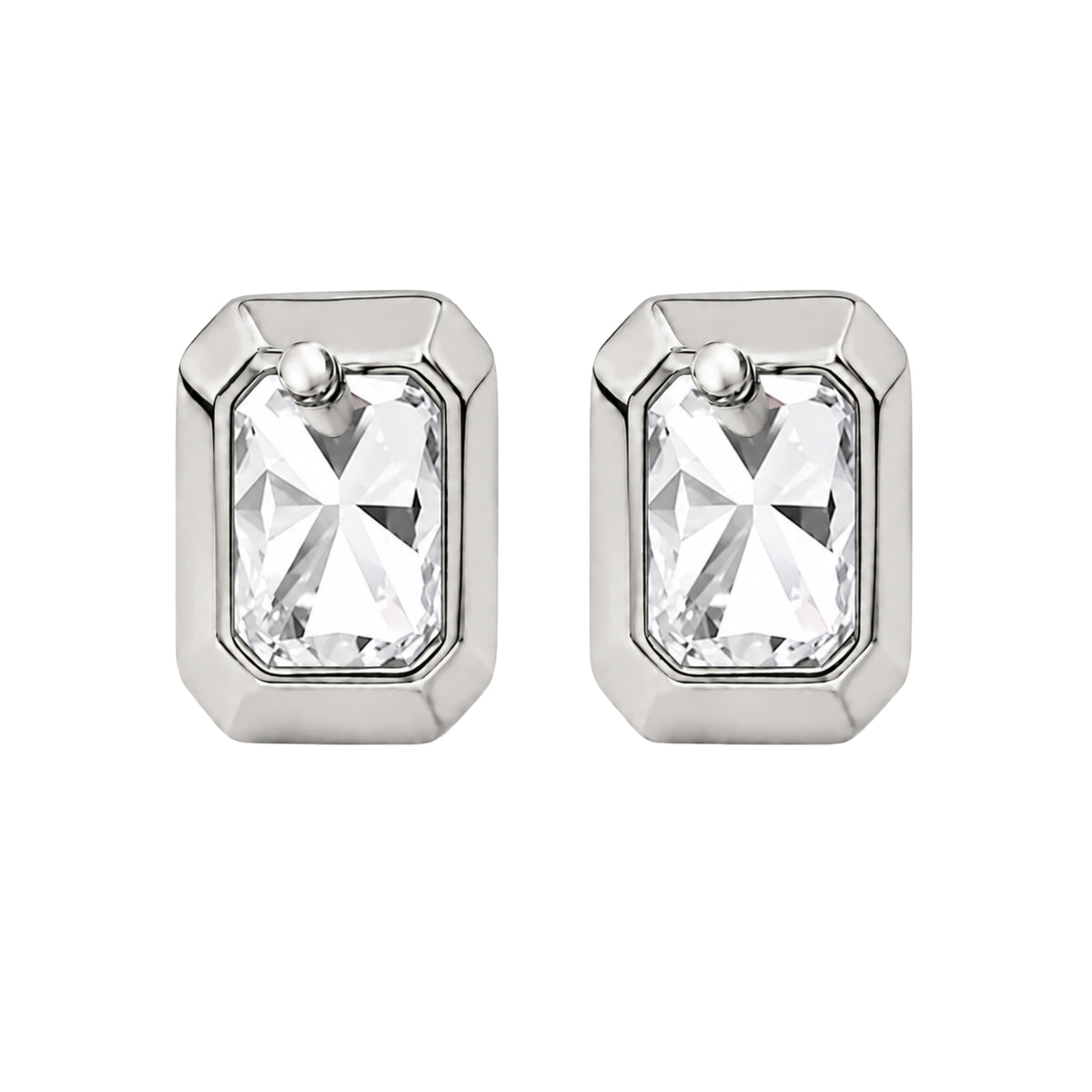 Lab-Grown Diamond Radiant Solitaire Bezel Stud Earrings in 14K White Gold or 14K Yellow Gold