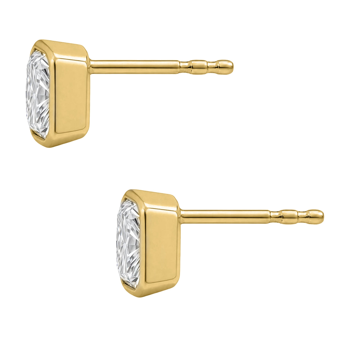 Lab-Grown Diamond Radiant Solitaire Bezel Stud Earrings in 14K White Gold or 14K Yellow Gold