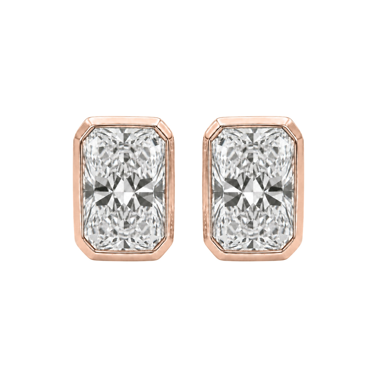 Lab-Grown Diamond Radiant Solitaire Bezel Stud Earrings in 14K White Gold or 14K Yellow Gold