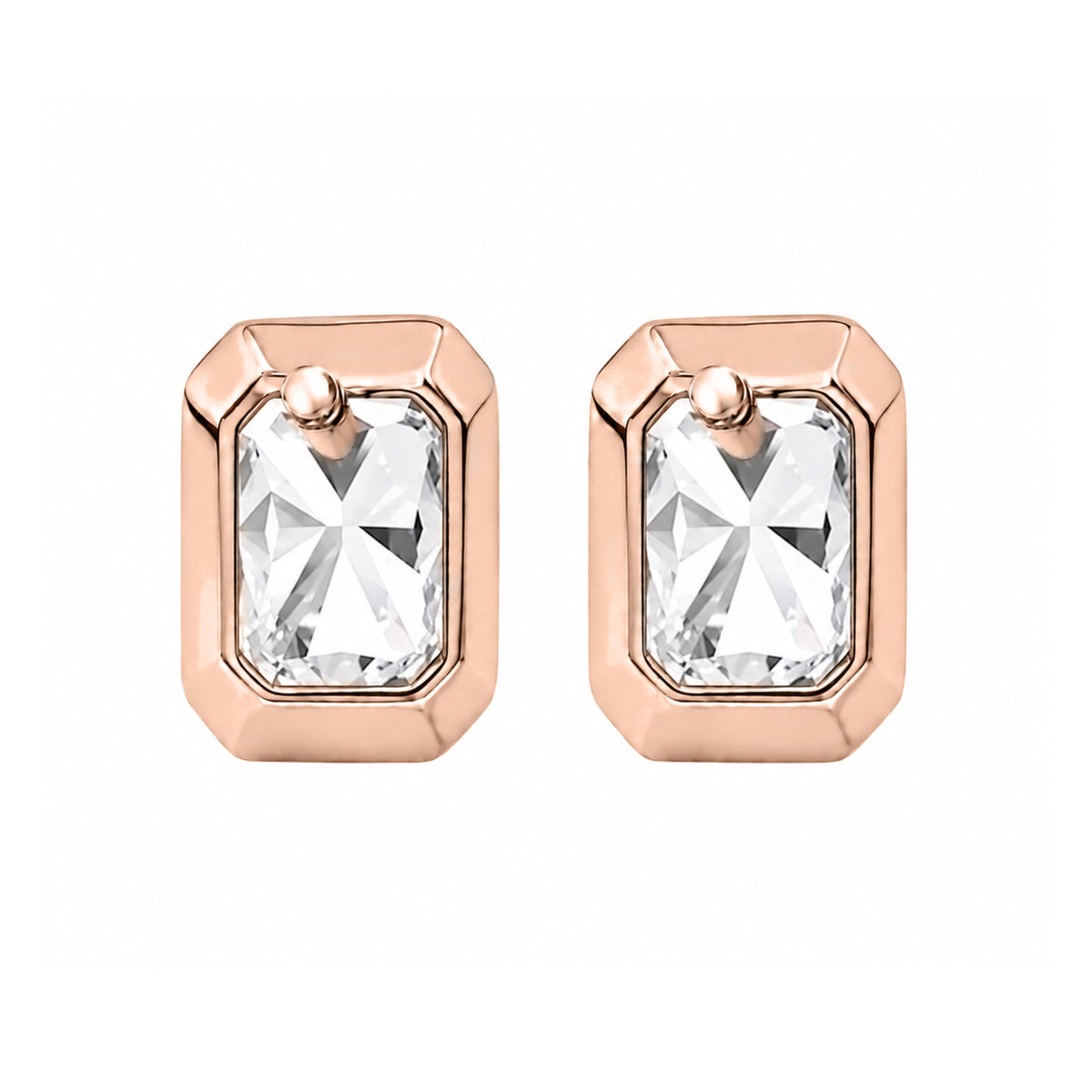 Lab-Grown Diamond Radiant Solitaire Bezel Stud Earrings in 14K White Gold or 14K Yellow Gold