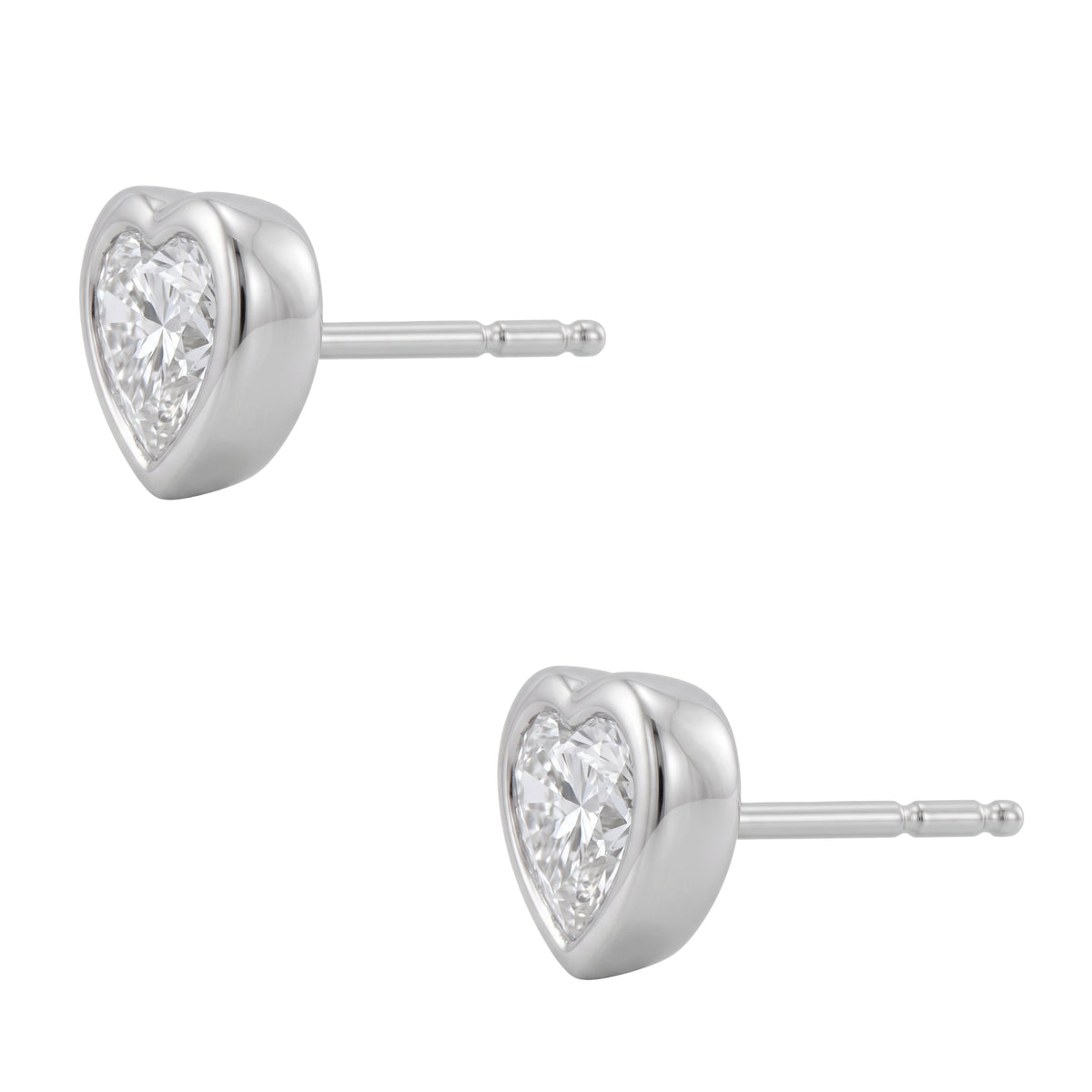 Lab-Grown Diamond Heart Solitaire Bezel Stud Earrings in 14K White Gold or 14K Yellow Gold