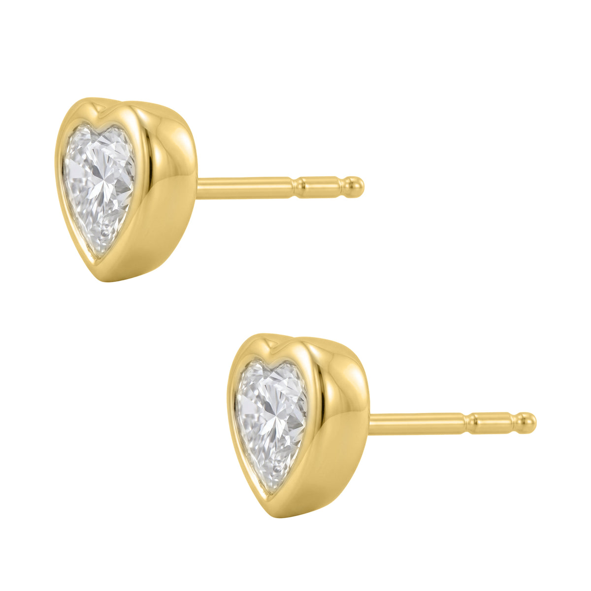 Lab-Grown Diamond Heart Solitaire Bezel Stud Earrings in 14K White Gold or 14K Yellow Gold