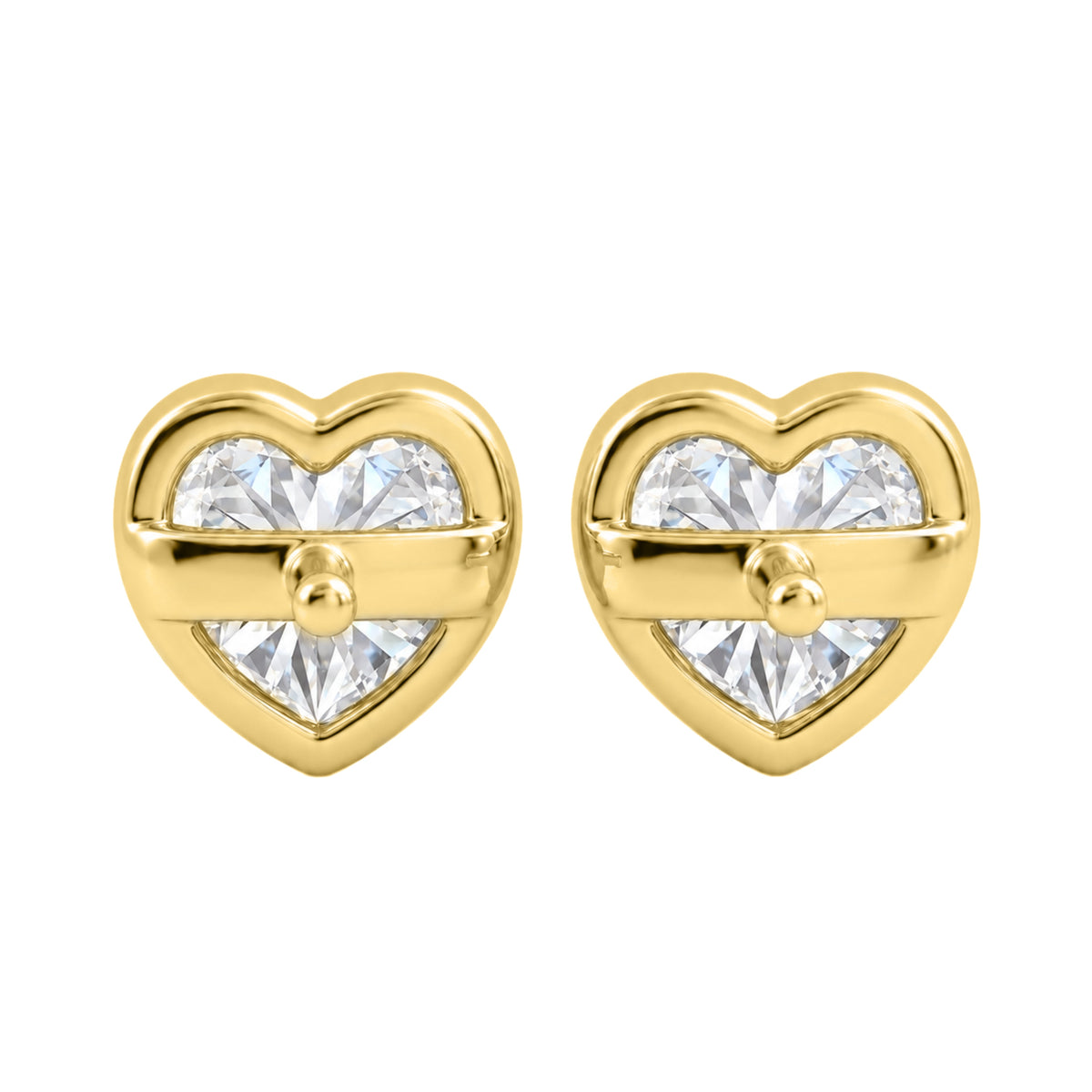 Lab-Grown Diamond Heart Solitaire Bezel Stud Earrings in 14K White Gold or 14K Yellow Gold