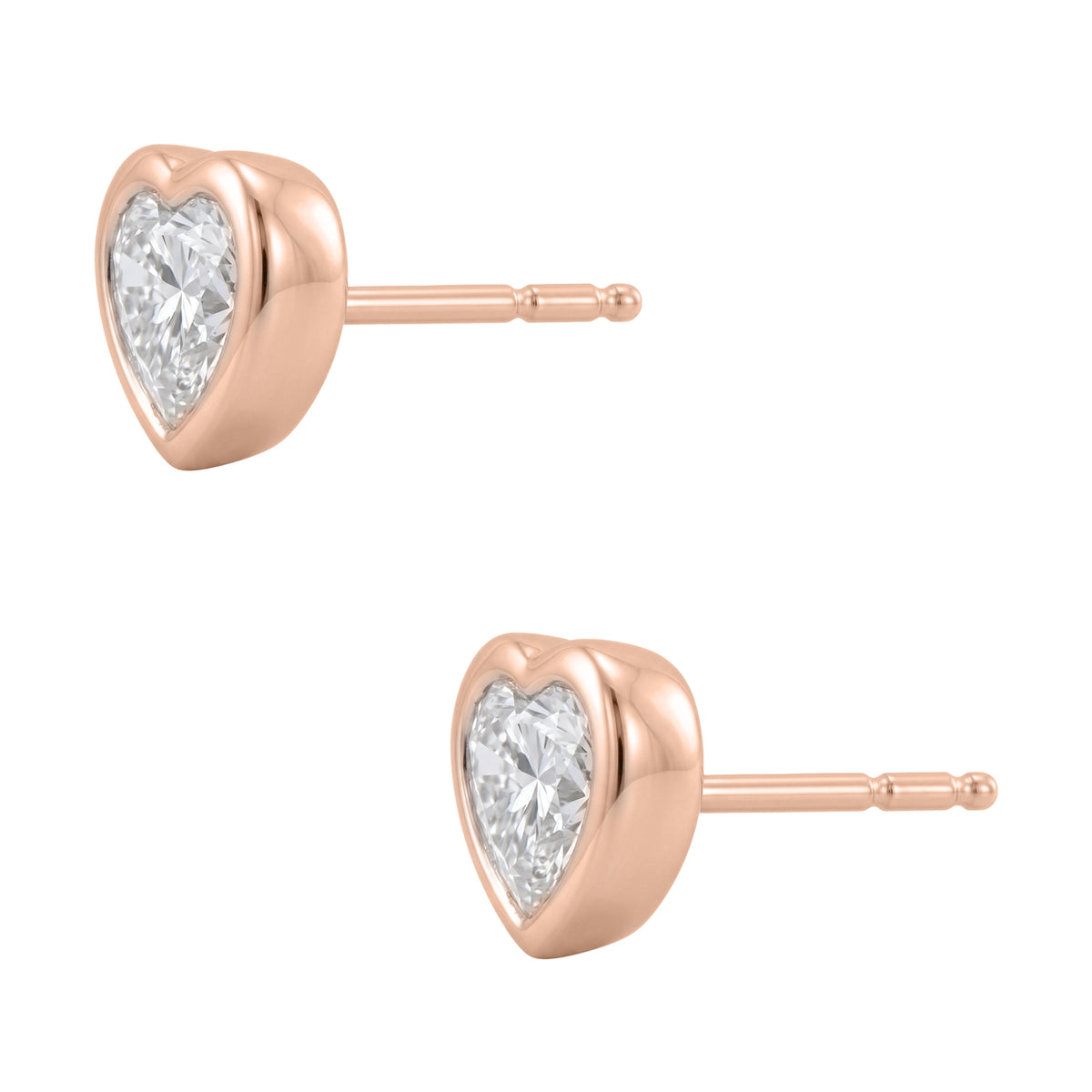 Lab-Grown Diamond Heart Solitaire Bezel Stud Earrings in 14K White Gold or 14K Yellow Gold