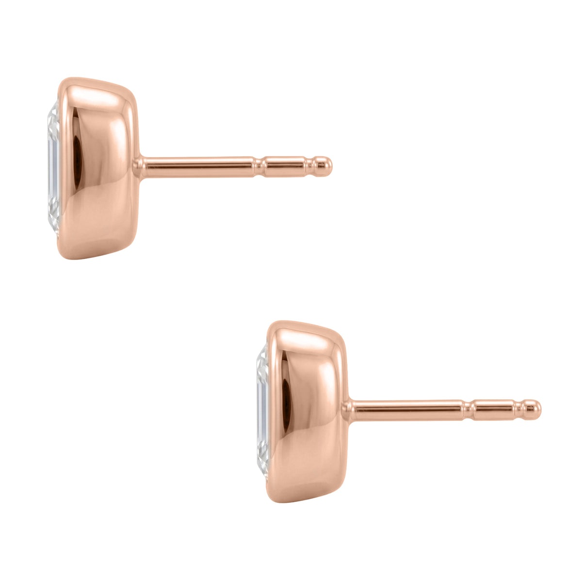Lab-Grown Diamond Asscher Solitaire Bezel Stud Earrings in 14K White Gold or 14K Yellow Gold
