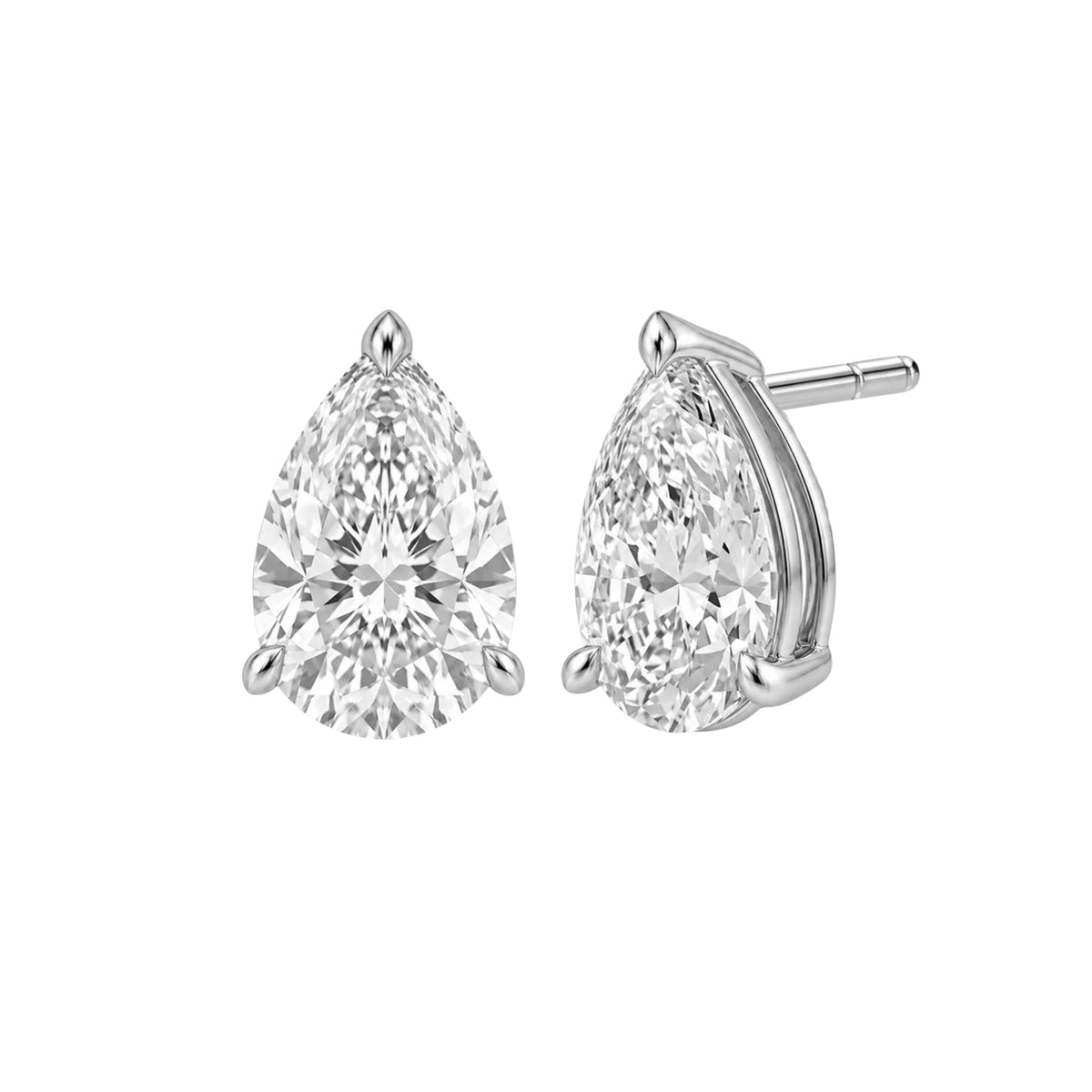 Lab-Grown Diamond Pear Solitaire Stud Earrings in 14K White Gold or 14K Yellow Gold