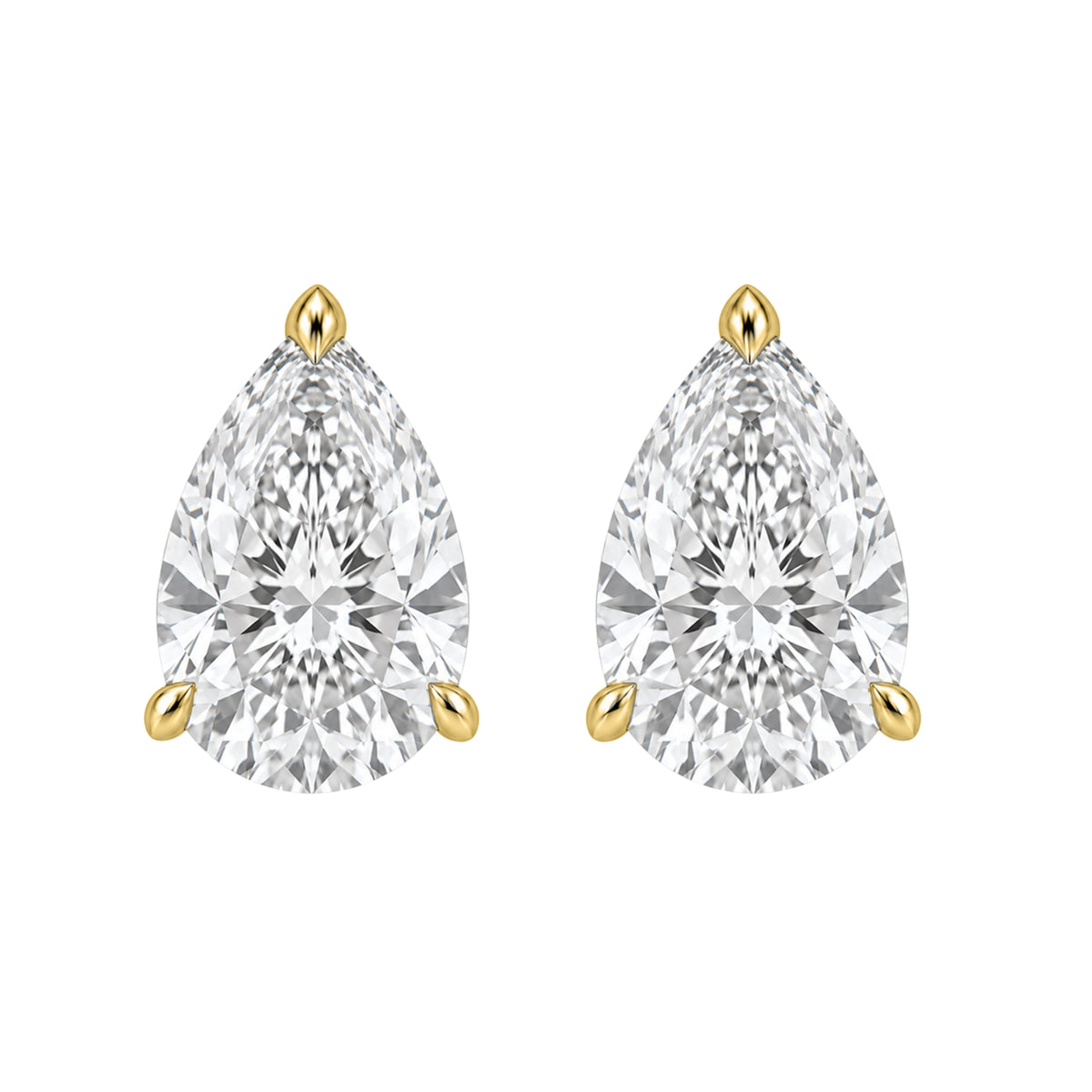 Lab-Grown Diamond Pear Solitaire Stud Earrings in 14K White Gold or 14K Yellow Gold