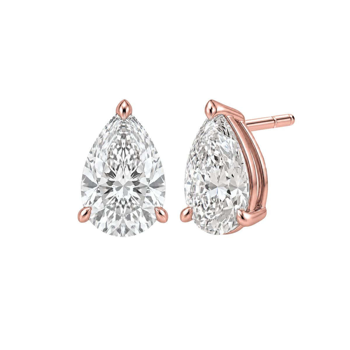 Lab-Grown Diamond Pear Solitaire Stud Earrings in 14K White Gold or 14K Yellow Gold
