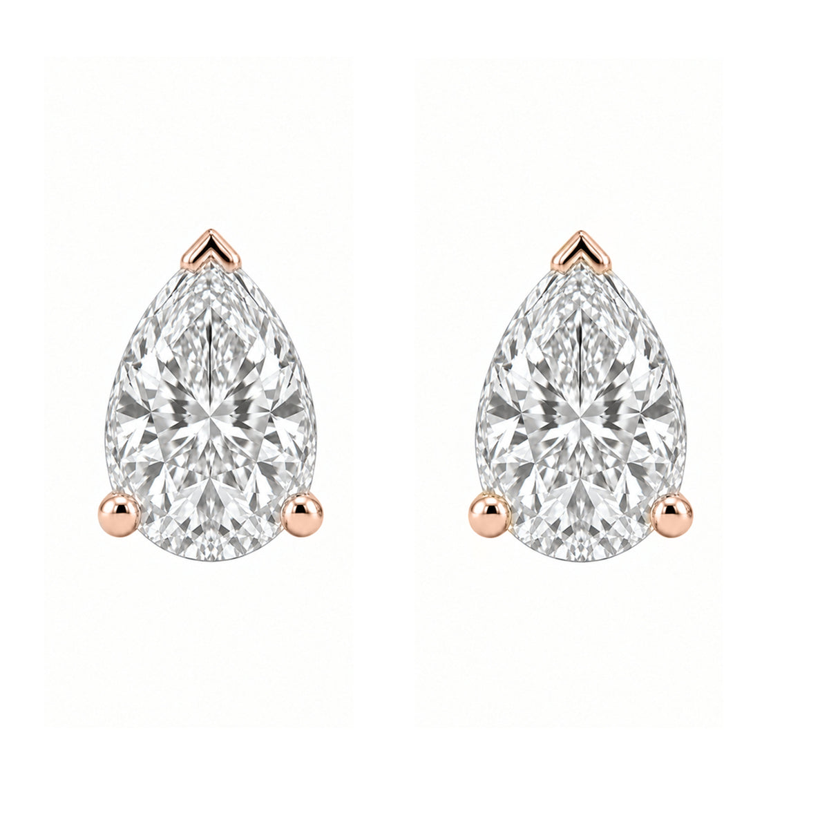 Lab-Grown Diamond Pear Solitaire Stud Earrings in 14K White Gold or 14K Yellow Gold