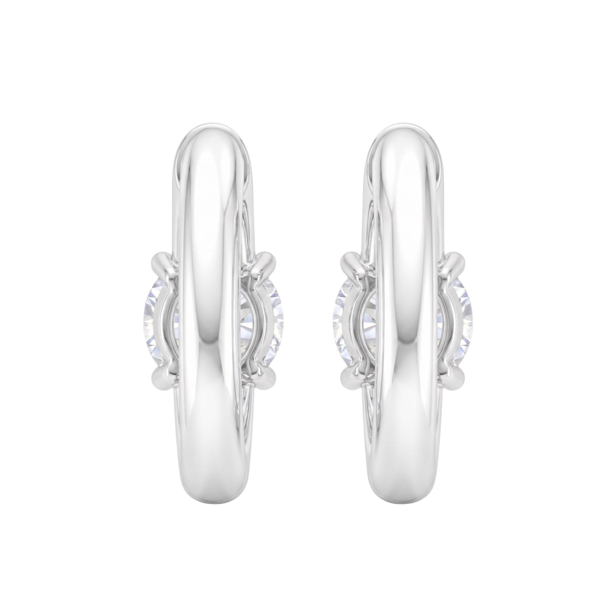 Lab-Grown Diamond Solitaire Hoop Earrings in 14K White Gold or 14K Yellow Gold