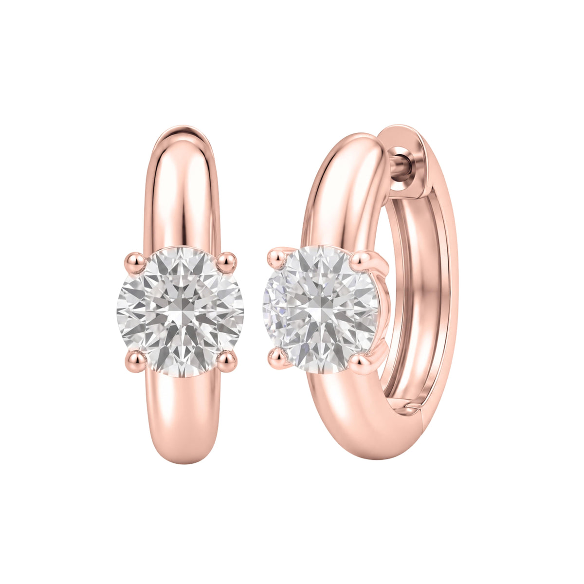 Lab-Grown Diamond Solitaire Hoop Earrings in 14K White Gold or 14K Yellow Gold