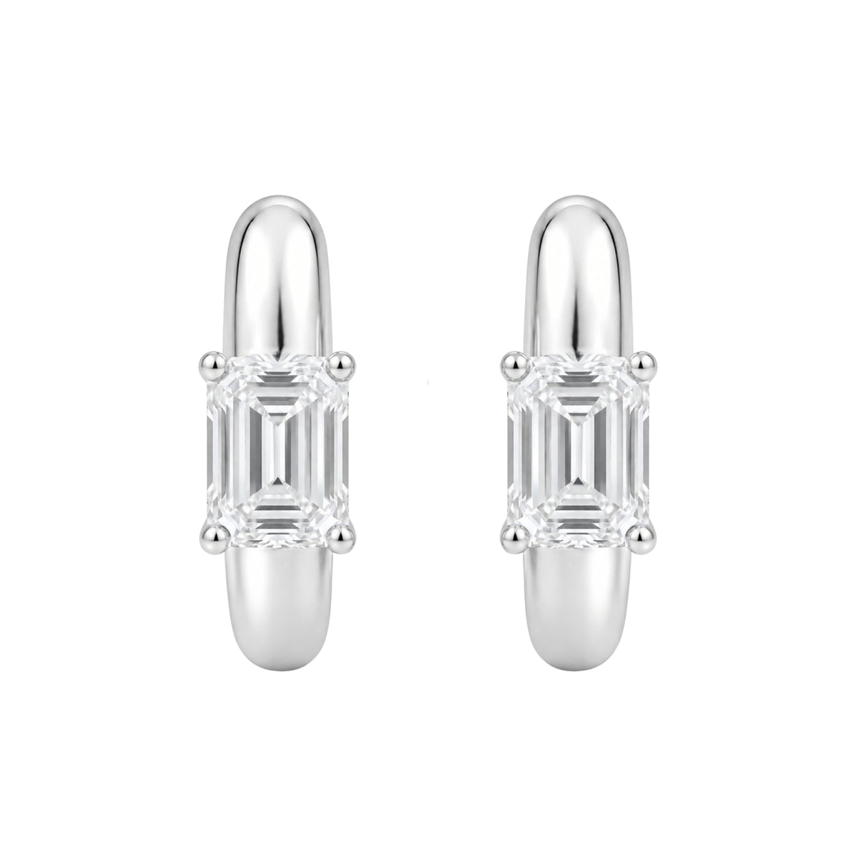 Lab-Grown Diamond Solitaire Hoop Earrings in 14K White Gold or 14K Yellow Gold