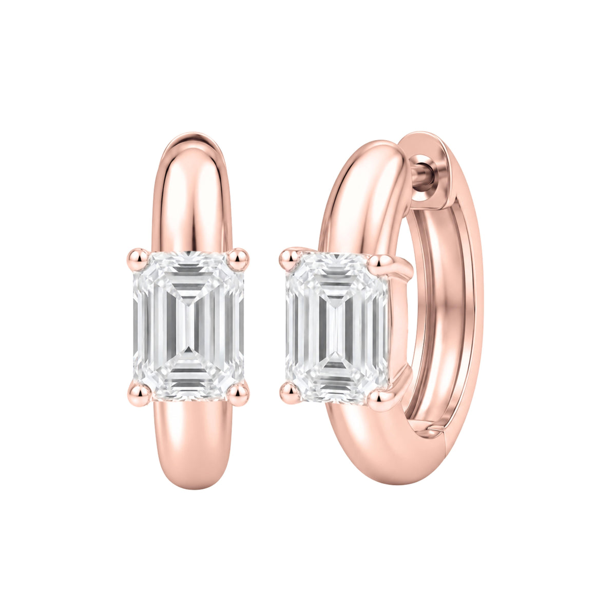 Lab-Grown Diamond Solitaire Hoop Earrings in 14K White Gold or 14K Yellow Gold